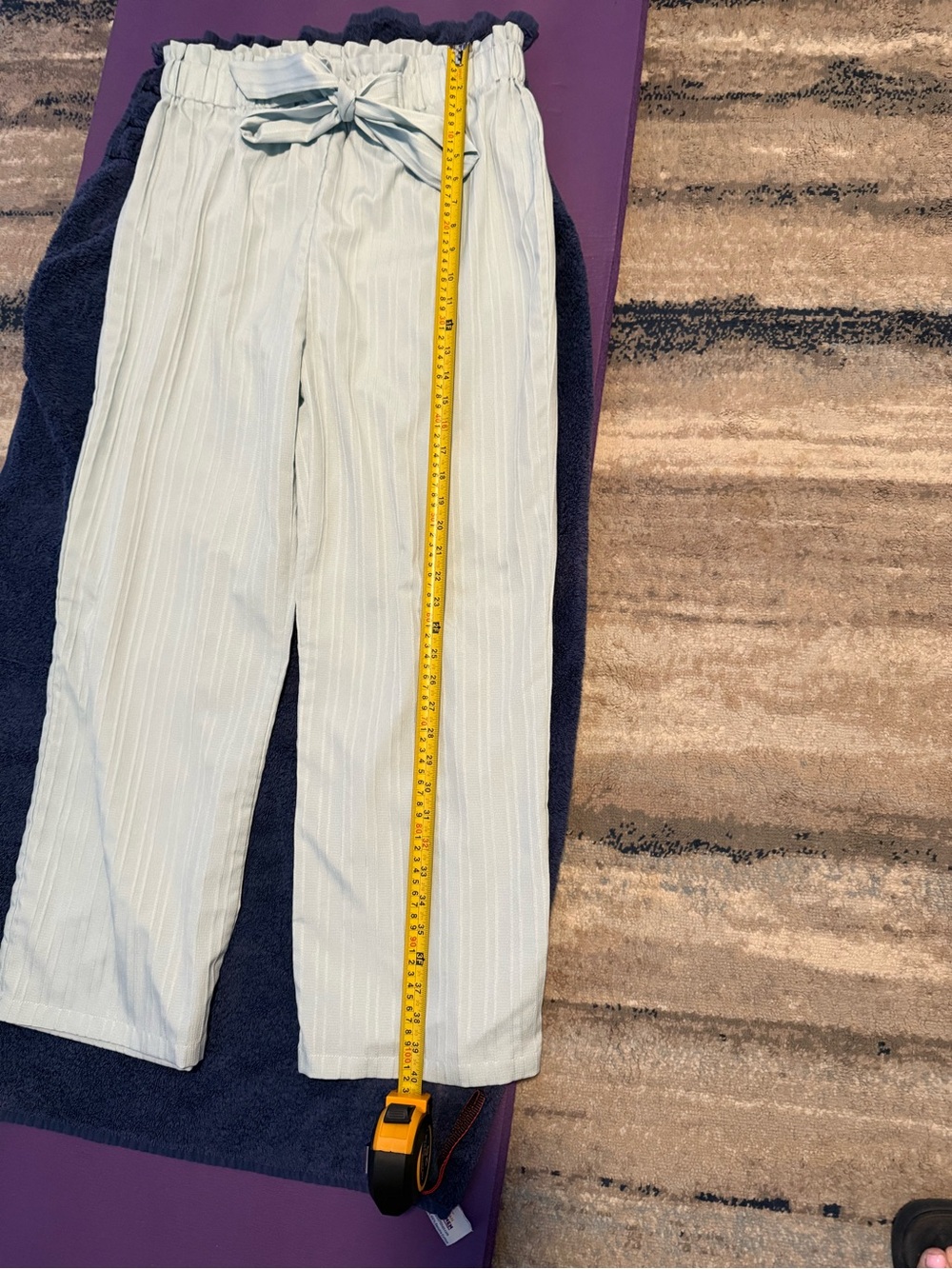 Women’s Light Blue Pinstripe Drawstring Chinos